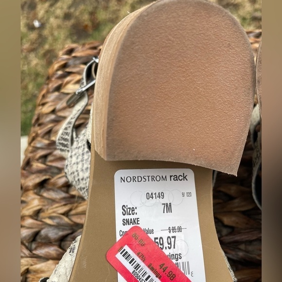 Snake Print Embossed Leather Pointed Toe Gladiator Block Heel Bootie Women Sz 7 - Picture 7 of 9